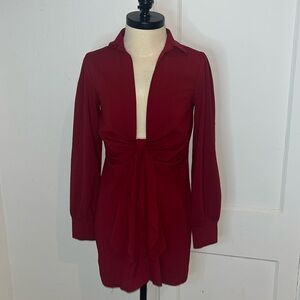 The Native One deep v-neck knot shirt dress